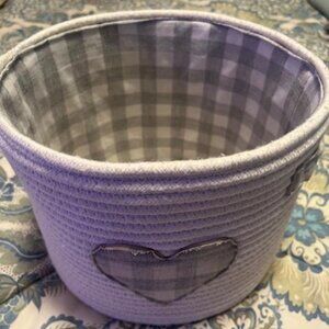 New Heart Ivory Basket w/ Heart Charm 9 1/2 in Diameter x 8 Inches in Depth